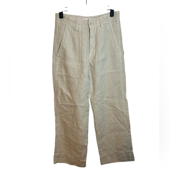 Velvet by Graham & Spencer Dru Beige Neutral wide Leg Linen Pants - Picture 4 of 8